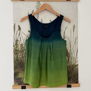 100% Silk Theory Ombre Blue and Green Sleeveless Top